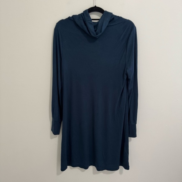 LOFT NWT Blue Cowl Neck Long Sleeve Swing Dress - Picture 4 of 7